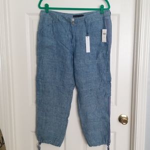 Linen drawstring ankle cargo pants, Anthropologie